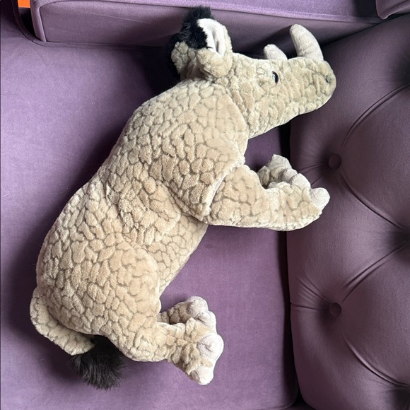 Plush Realistic 19” Rhino Stuffed Animal Toy - Gray & Black - Picture 3 of 4